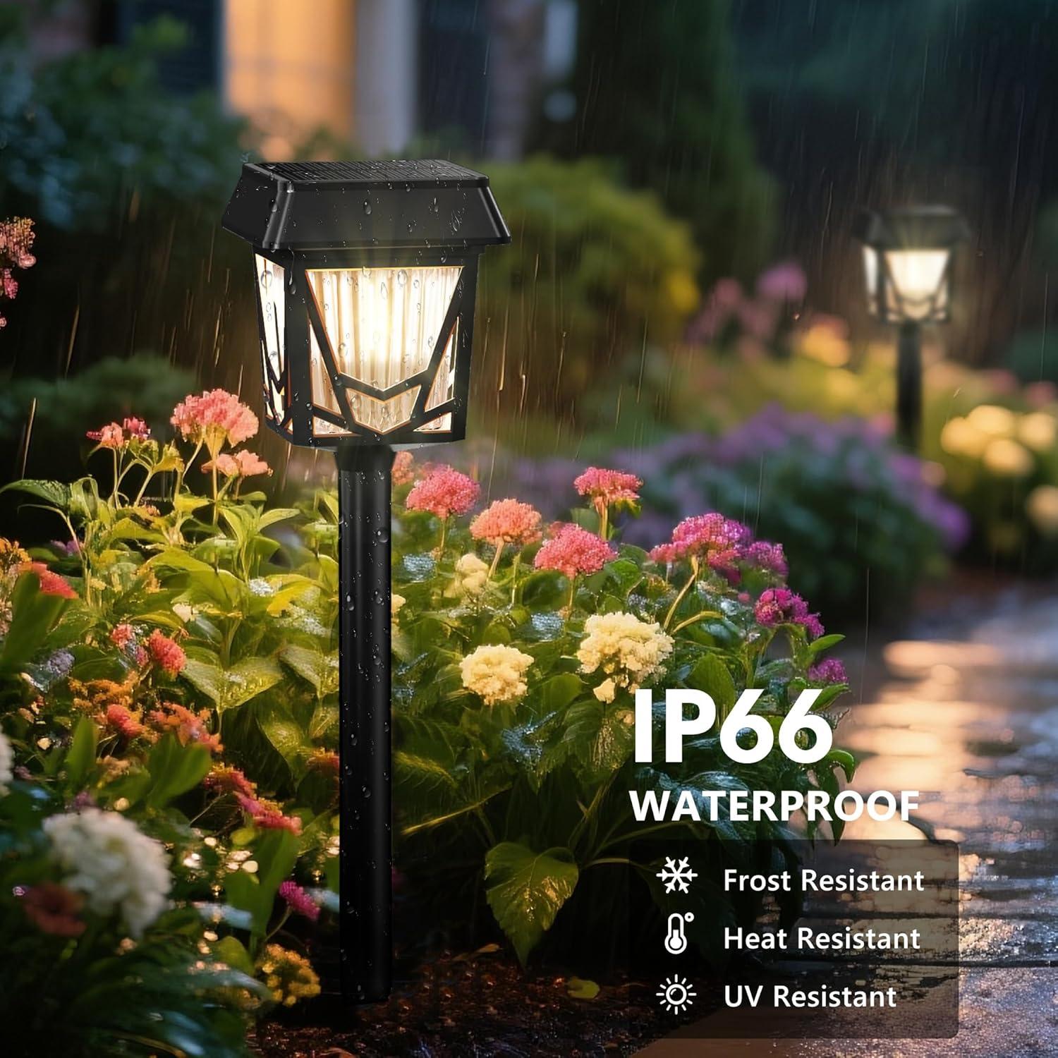 image:imageRaynic Solar Pathway Light USBC Rechargable 36H Long Lasting 6 Pack 2X Brighter Solar Lights Outdoor Waterproof IP66 Auto OnOff Pathway Lights for Walkway Path Yard Lawn Decor Warm White