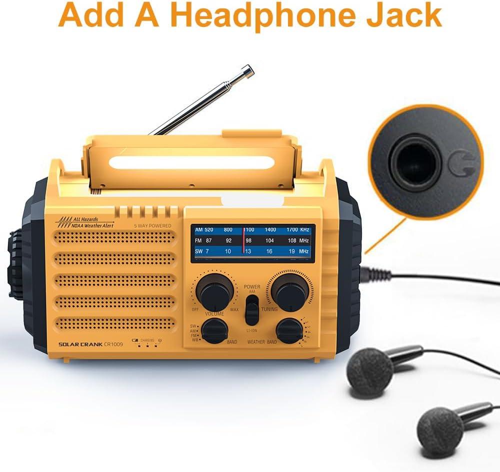 image:imageRaynic Weather Radio 5000mAh18500mWh NOAA Weather Radio Solar Hand Crank Emergency Radio with AMFMSWNOAA Weather Alert Flashlight Reading Lamp Cell Phone Charger and SOS SirenYellow
