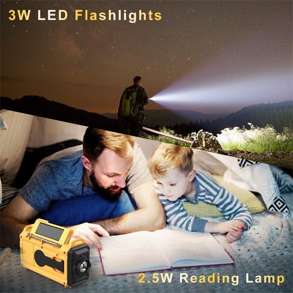 image:imageRaynic Weather Radio 5000mAh18500mWh NOAA Weather Radio Solar Hand Crank Emergency Radio with AMFMSWNOAA Weather Alert Flashlight Reading Lamp Cell Phone Charger and SOS SirenYellow