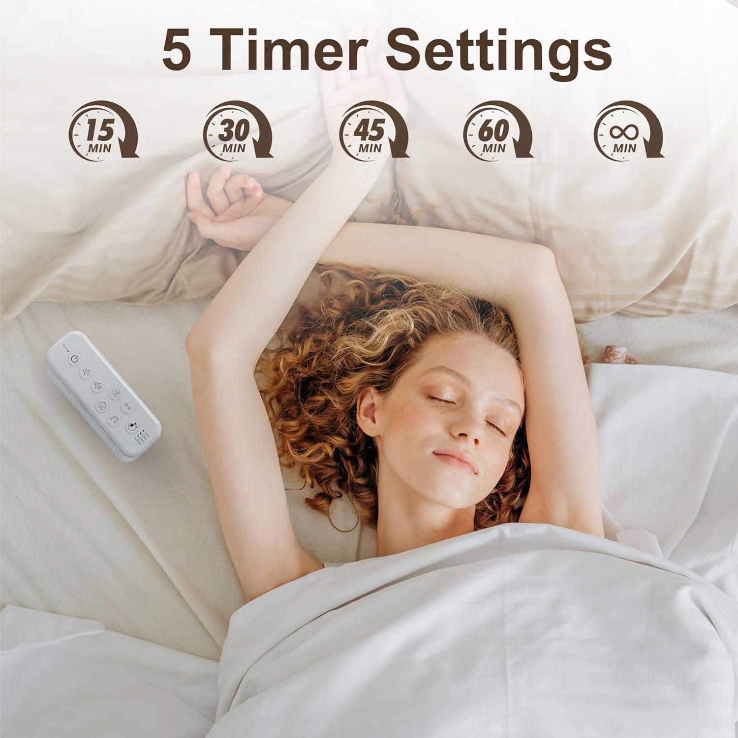 image:imageRaynic White Noise Machine 42 Soothing Sounds Noise Machine Rechargeable Battery Sound Machine with 8 Volumes 5 Timers TypeC Port Headphone Jack for Baby Adult Home Travel OfficeWhite