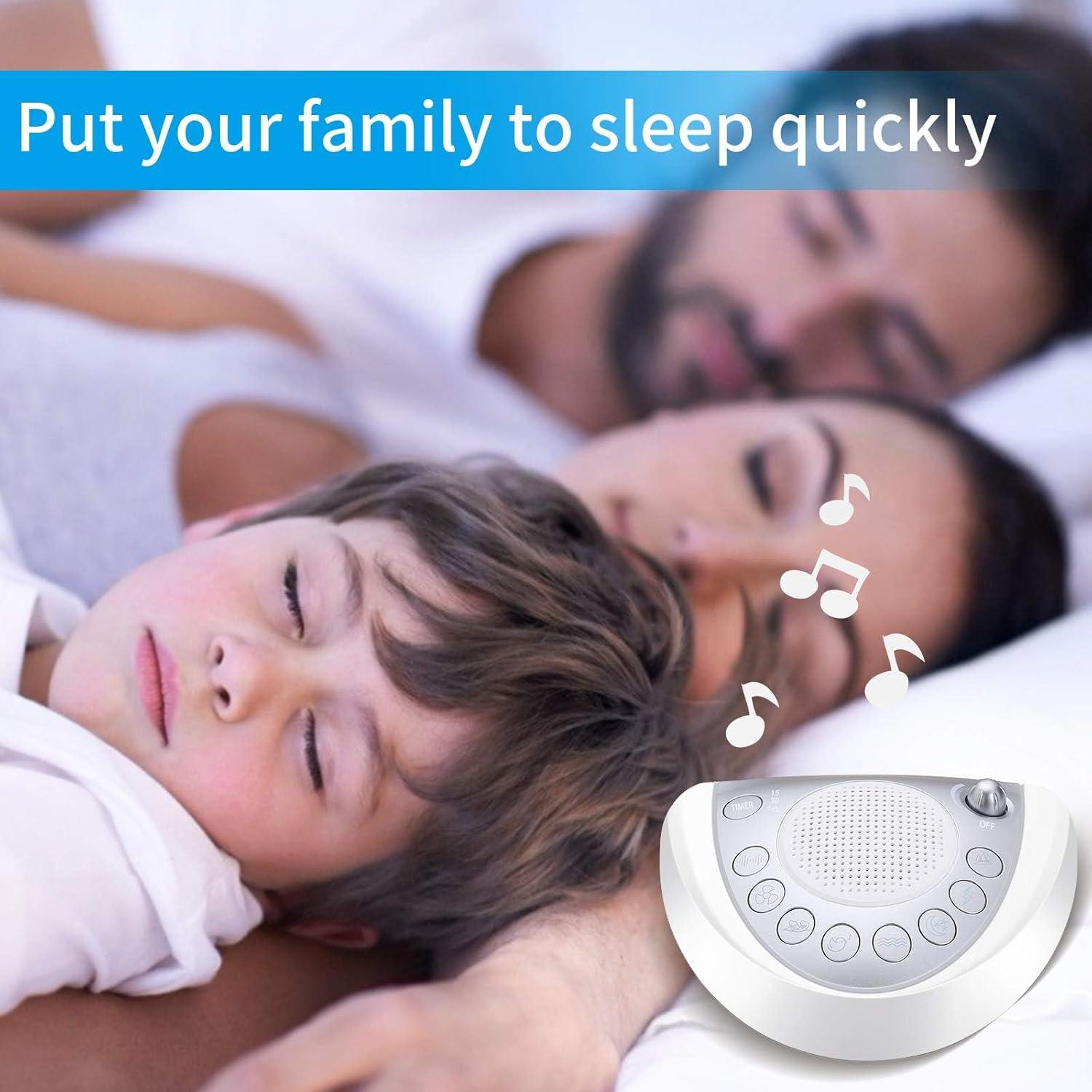 image:imageRaynic White Noise Machine Battery Powered Sound Machine Portable Sleep Machine with 24 Natural Soothing Sounds Timer USB Port Headphone Jack for Baby Kids Adults Travel Office Home SilverSilver