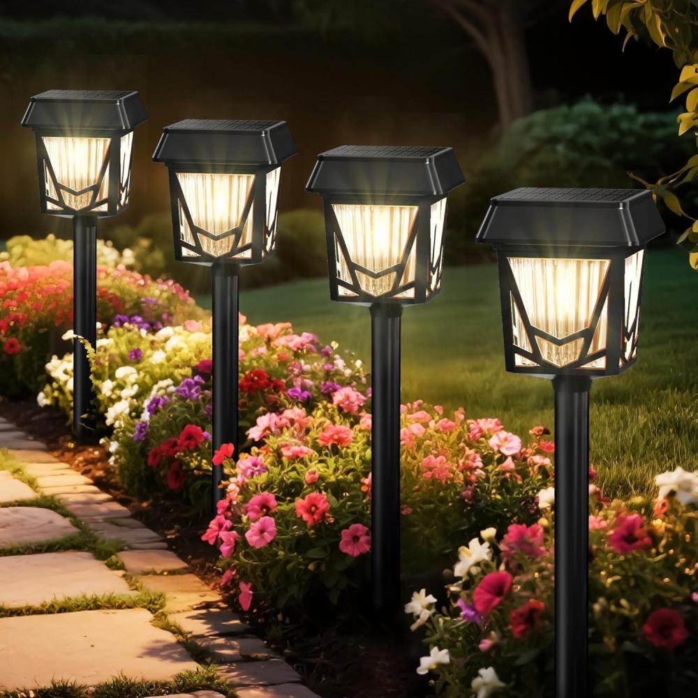 image:imageRaynic Solar Pathway Light USBC Rechargable 36H Long Lasting 6 Pack 2X Brighter Solar Lights Outdoor Waterproof IP66 Auto OnOff Pathway Lights for Walkway Path Yard Lawn Decor Warm White