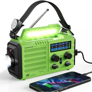 image:imageRaynic Weather Radio 5000mAh18500mWh NOAA Weather Radio Solar Hand Crank Emergency Radio with AMFMSWNOAA Weather Alert Flashlight Reading Lamp Cell Phone Charger and SOS SirenGreen